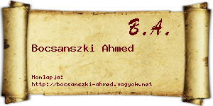 Bocsanszki Ahmed névjegykártya